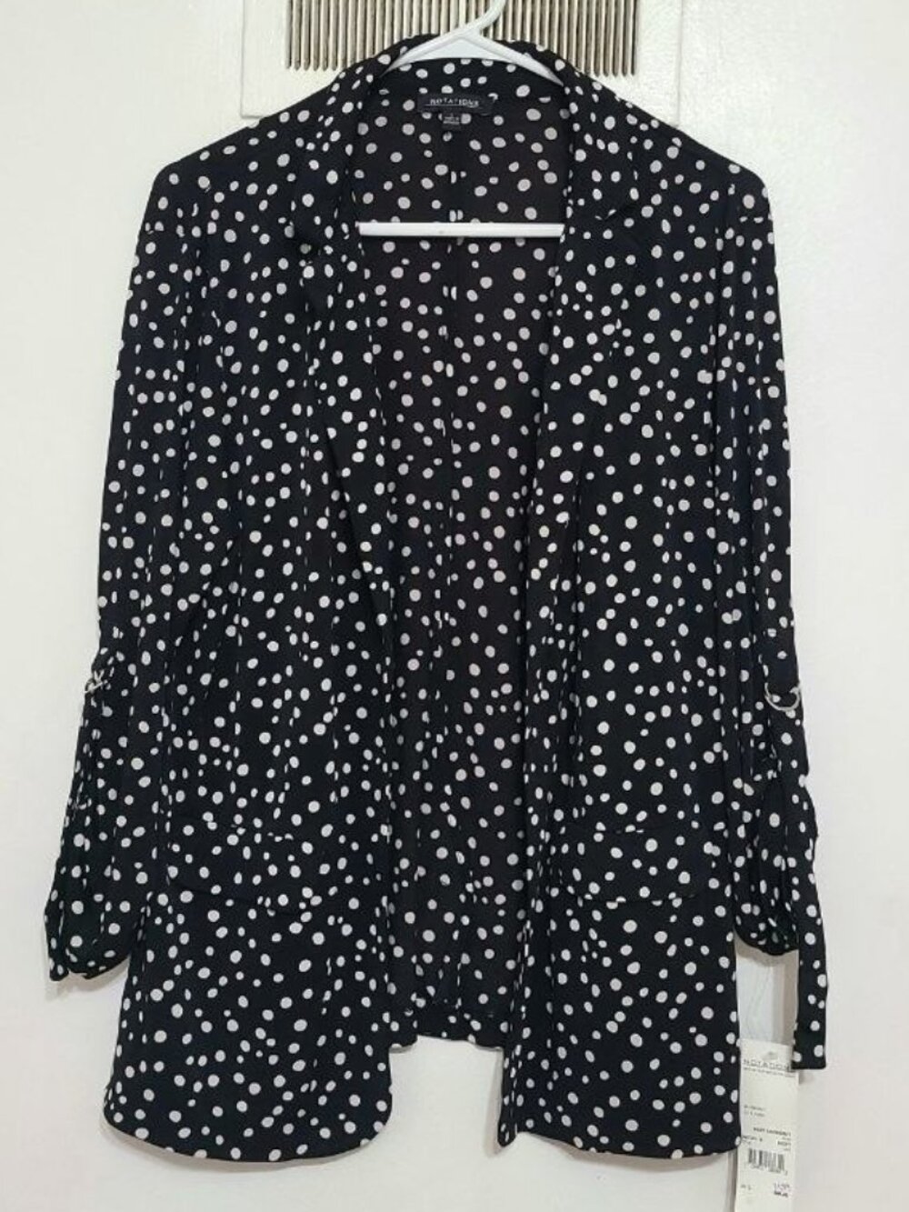 Polka‑Dot Open‑Front Blouse
